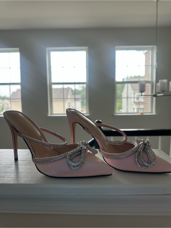 Azalea Wang Shoes - Pink Crystal-Embellished Pointed Toe Stiletto Mules